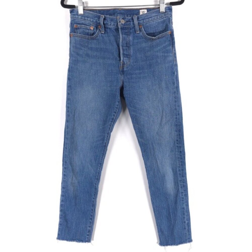 Levi’s WHITE OAT CONE DENIM Button‎ Fly Jeans High Rise Raw Hem Size 29